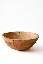 Vintage Inspired Wooden Serving Bowl with Handmade Copper Details - Che Cose Belle