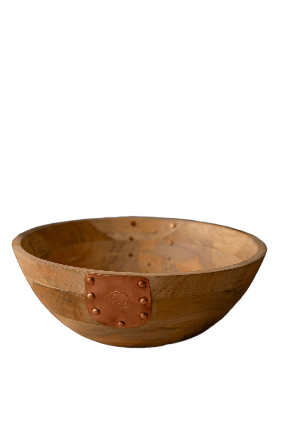 Vintage Inspired Wooden Serving Bowl with Handmade Copper Details - Che Cose Belle