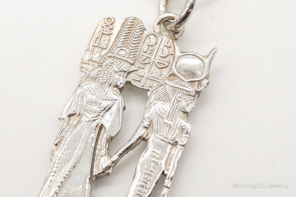 Vintage Large Egyptian Revival Sterling Silver Necklace - Che Cose Belle
