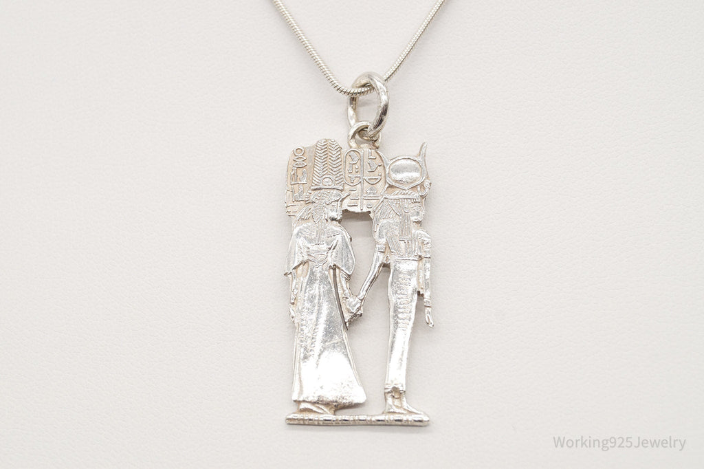 Vintage Large Egyptian Revival Sterling Silver Necklace - Che Cose Belle