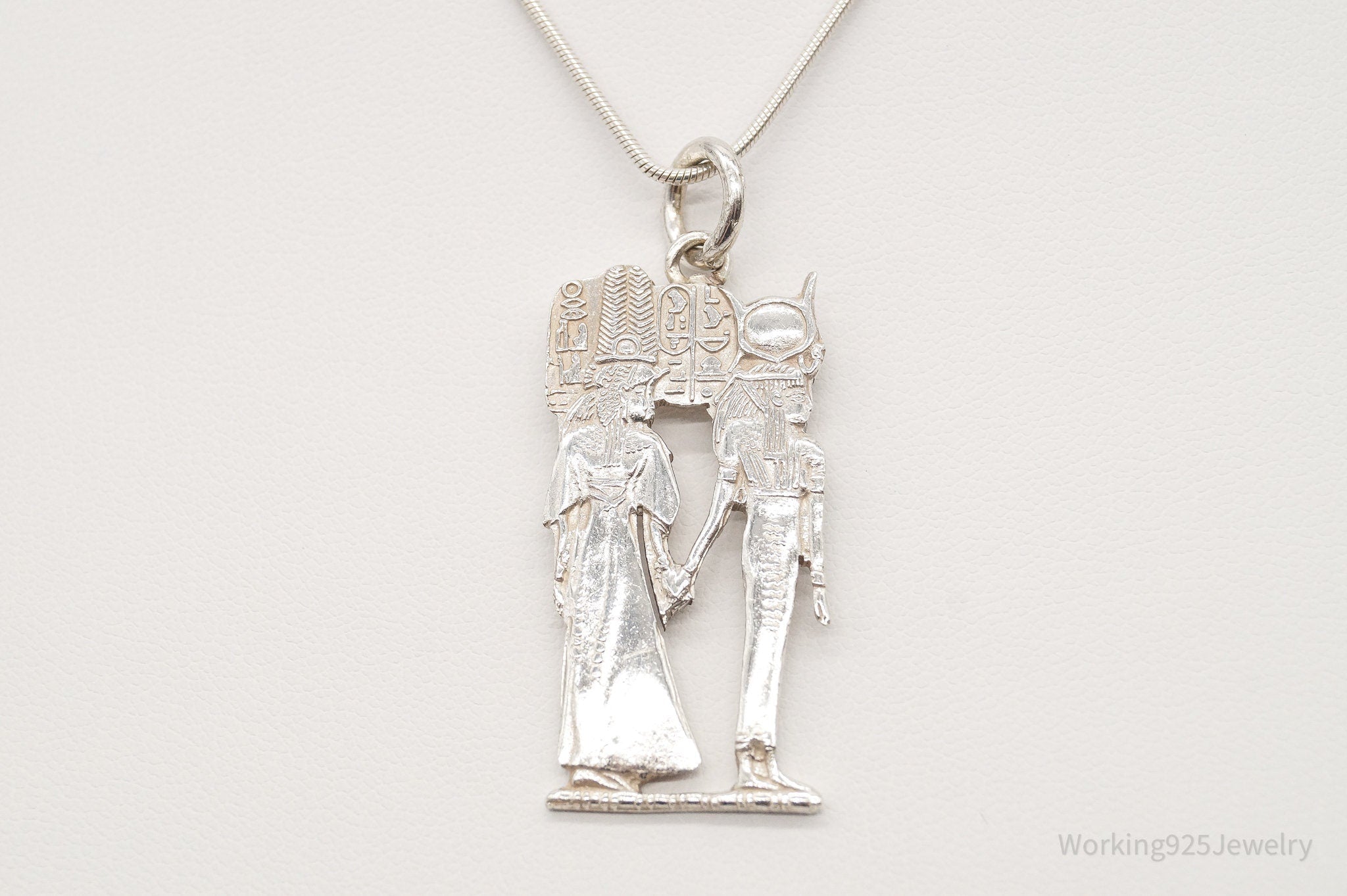 Vintage Large Egyptian Revival Sterling Silver Necklace - Che Cose Belle
