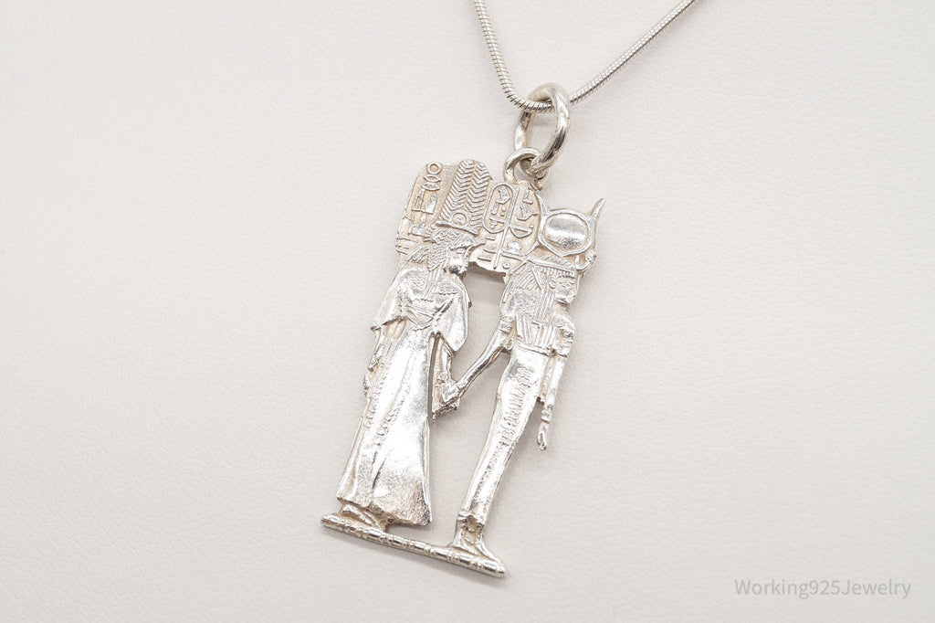 Vintage Large Egyptian Revival Sterling Silver Necklace - Che Cose Belle