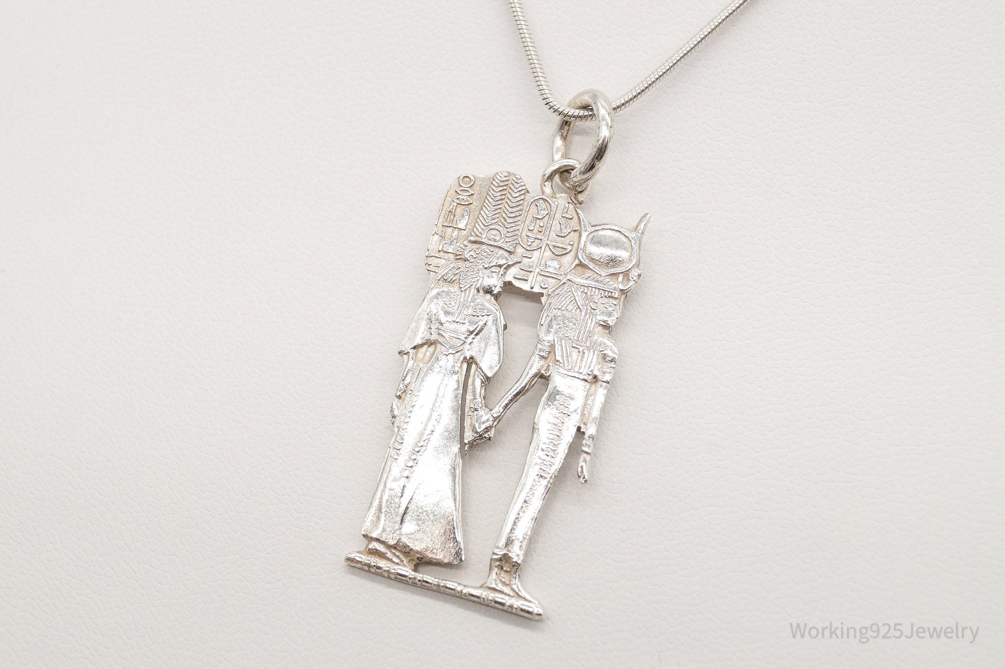 Vintage Large Egyptian Revival Sterling Silver Necklace - Che Cose Belle