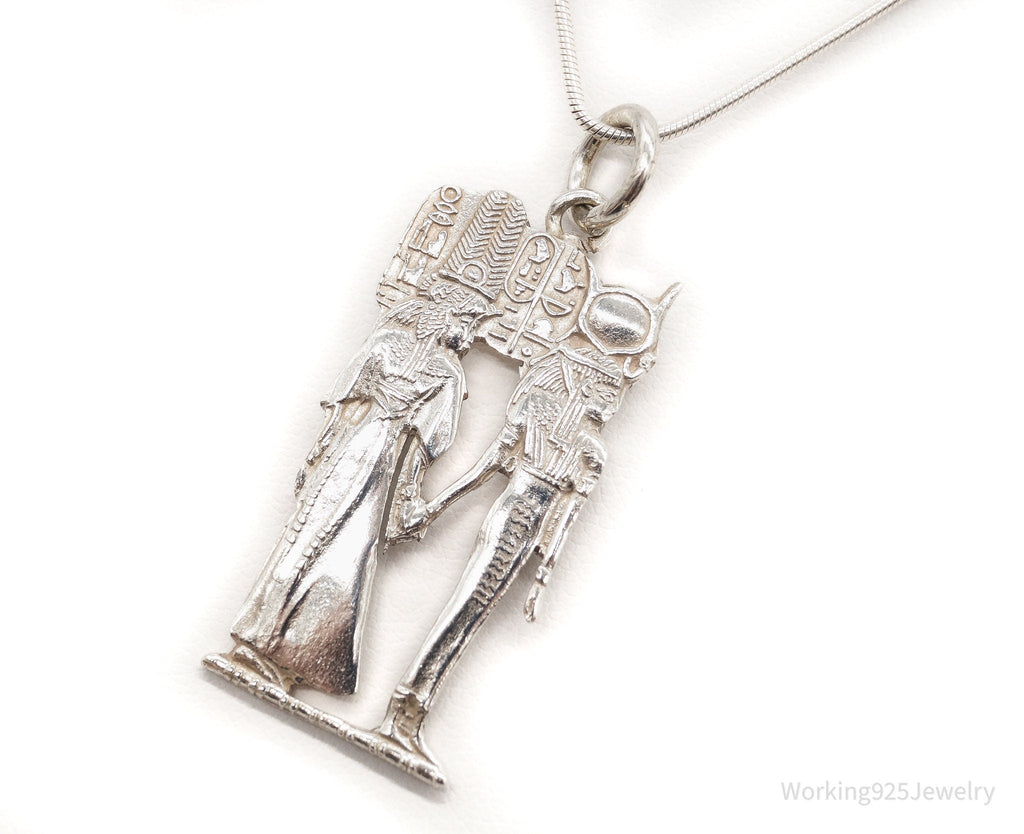 Vintage Large Egyptian Revival Sterling Silver Necklace - Che Cose Belle