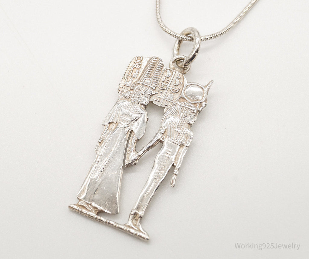 Vintage Large Egyptian Revival Sterling Silver Necklace - Che Cose Belle