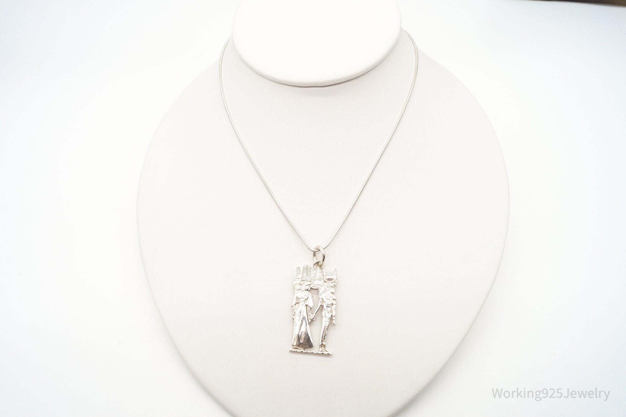 Vintage Large Egyptian Revival Sterling Silver Necklace - Che Cose Belle