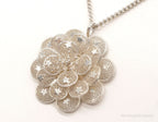 Vintage Large Filigree Flower Star Petals Silver Chain Necklace - Che Cose Belle