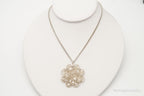 Vintage Large Filigree Flower Star Petals Silver Chain Necklace - Che Cose Belle