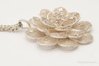 Vintage Large Filigree Flower Star Petals Silver Chain Necklace - Che Cose Belle