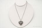 Vintage Large Heart and Flowers Sterling Silver Necklace - Che Cose Belle