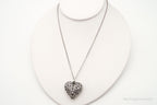 Vintage Large Heart and Flowers Sterling Silver Necklace - Che Cose Belle