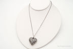 Vintage Large Heart and Flowers Sterling Silver Necklace - Che Cose Belle