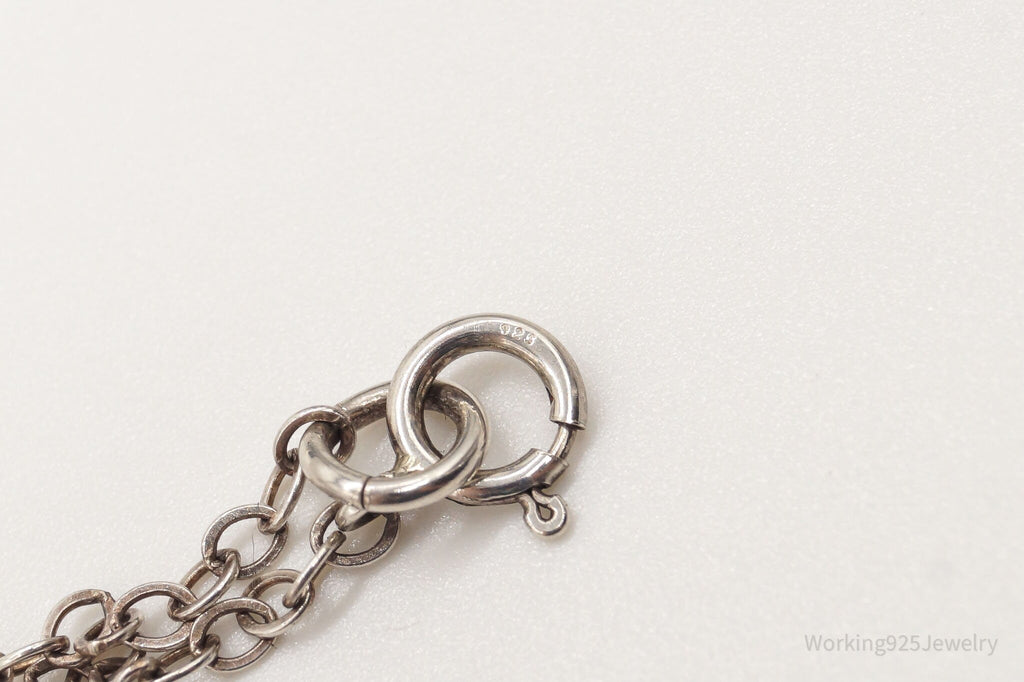 Vintage Large Heart and Flowers Sterling Silver Necklace - Che Cose Belle