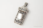 Vintage Large Mother Of Pearl Bali Inspired Sterling Silver Pendant - Che Cose Belle