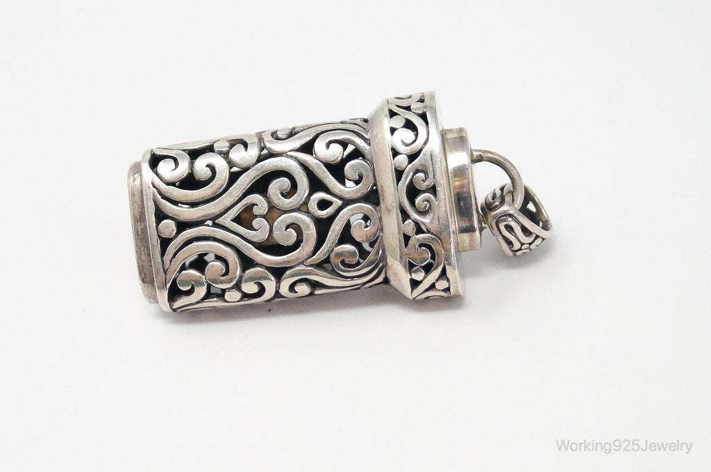 Vintage Large Mother Of Pearl Bali Inspired Sterling Silver Pendant - Che Cose Belle