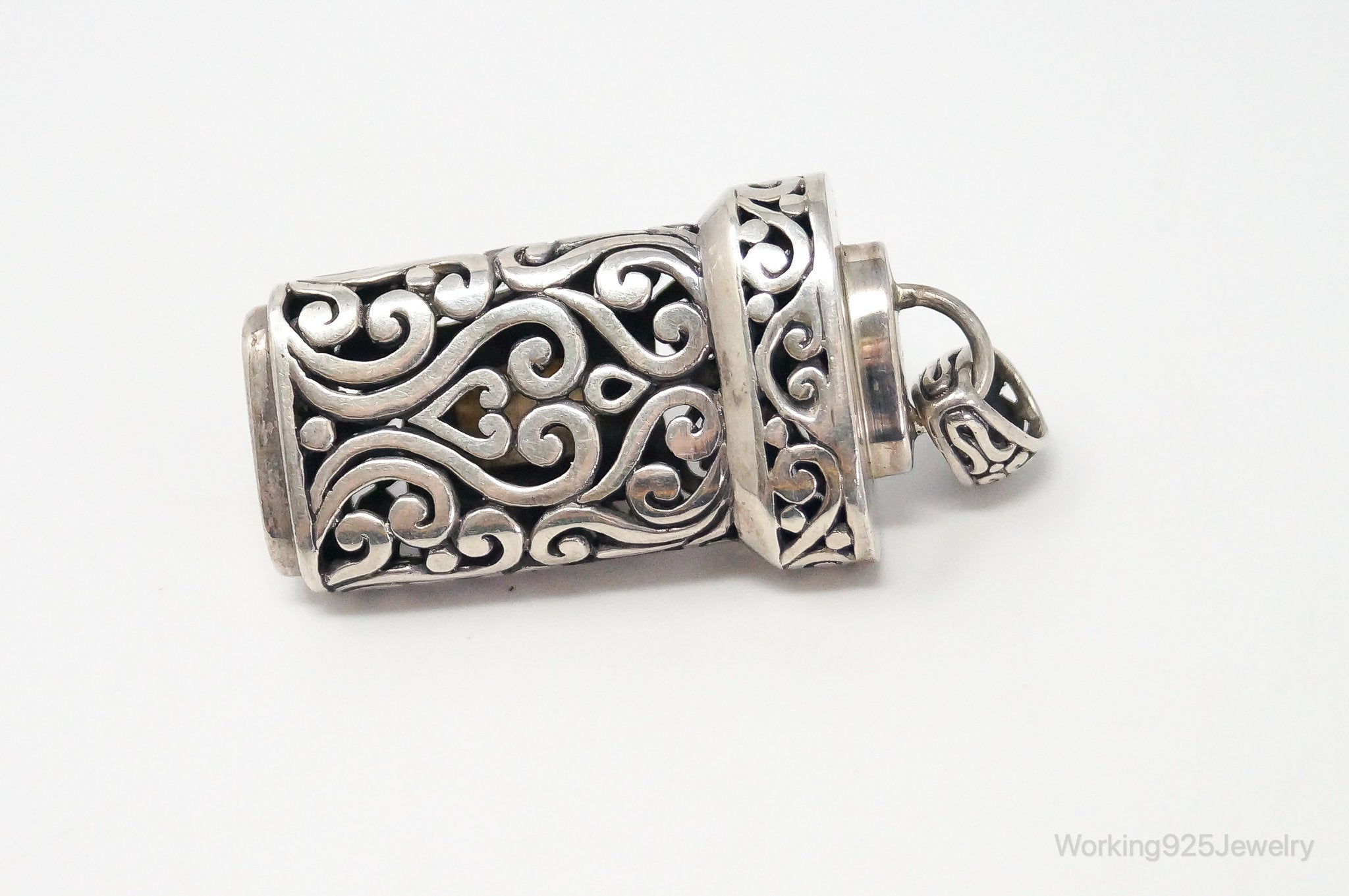 Vintage Large Mother Of Pearl Bali Inspired Sterling Silver Pendant - Che Cose Belle