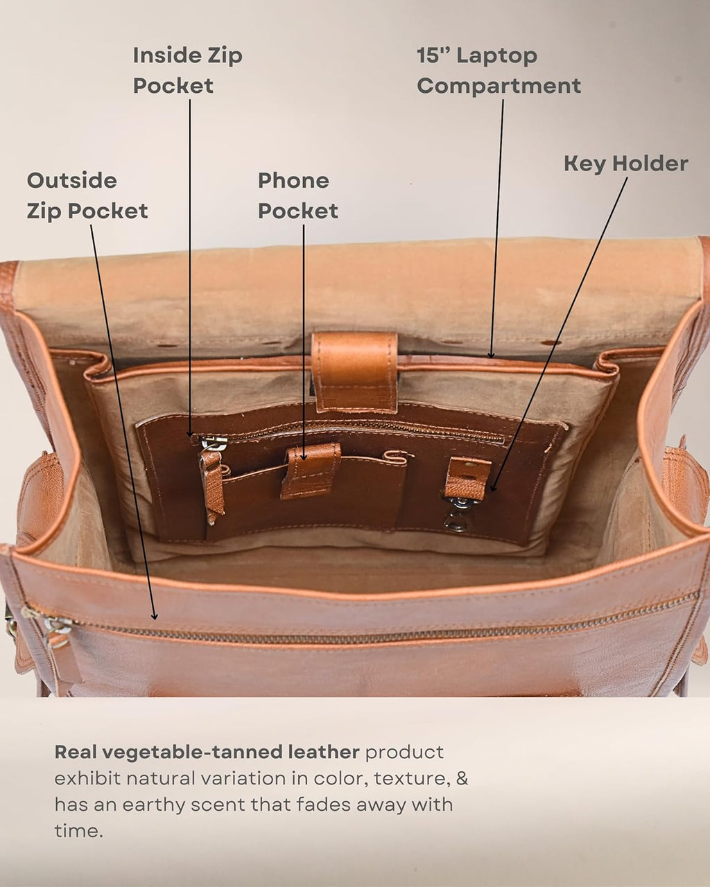 Vintage Leather Backpack Rucksack - Che Cose Belle