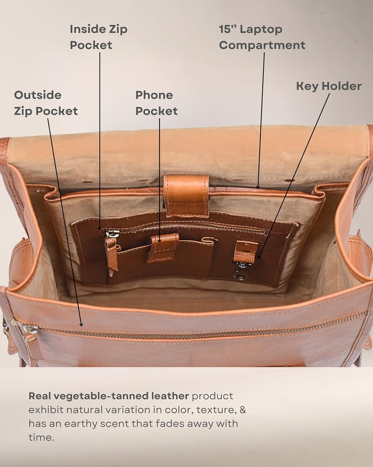 Vintage Leather Backpack Rucksack - Che Cose Belle