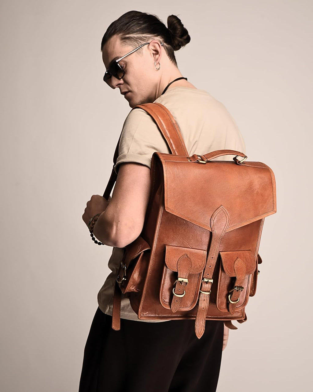 Vintage Leather Backpack Rucksack - Che Cose Belle