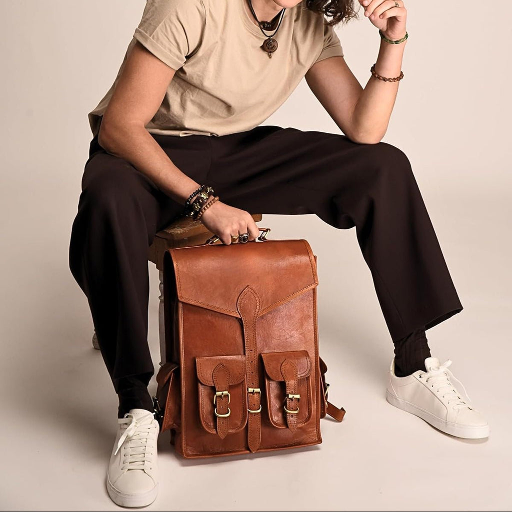 Vintage Leather Backpack Rucksack - Che Cose Belle