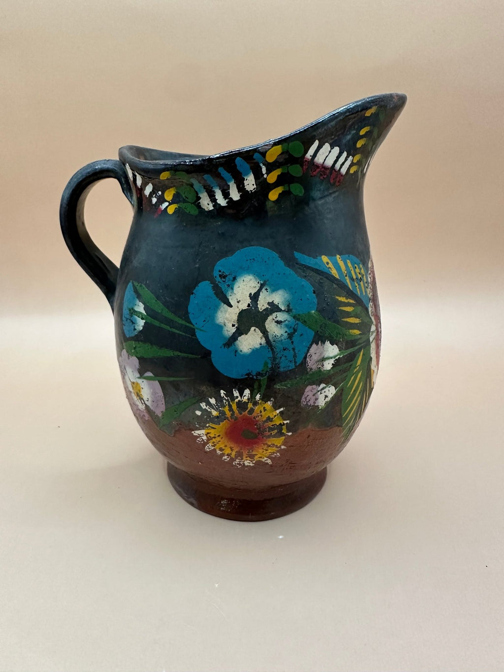 Vintage Mexican Folk Art Handcrafted Pitcher - Che Cose Belle