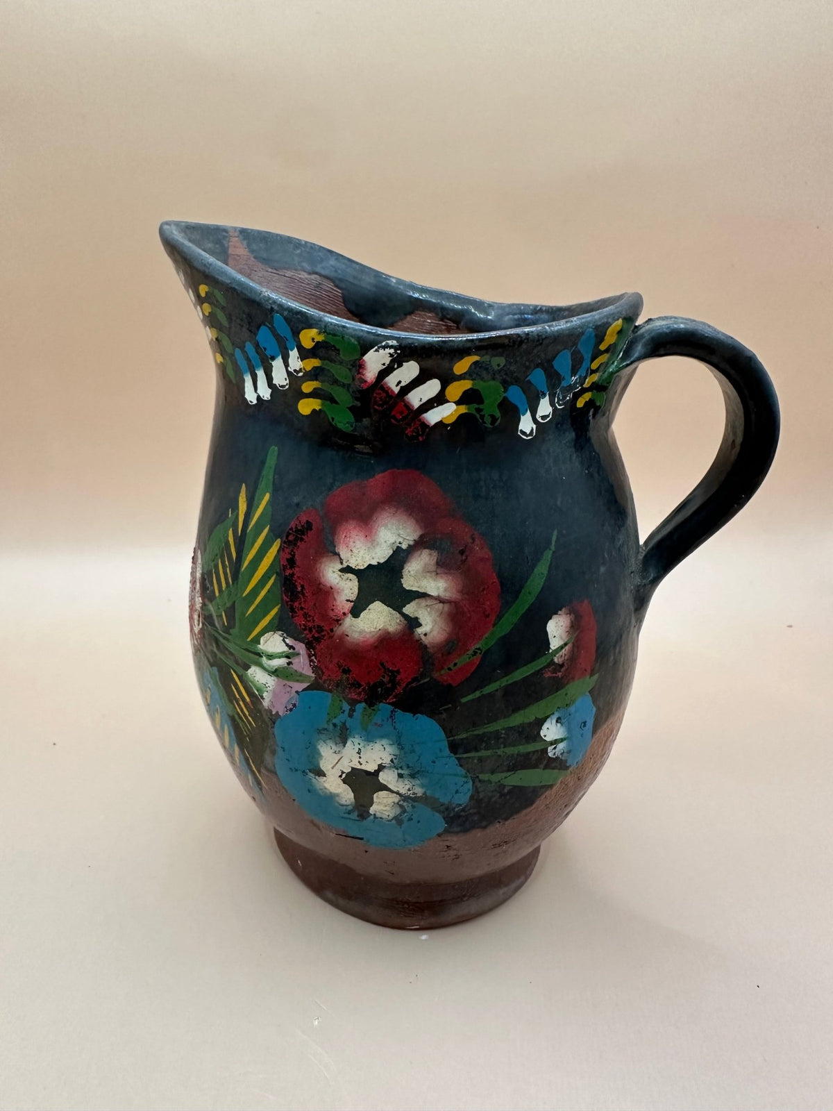 Vintage Mexican Folk Art Handcrafted Pitcher - Che Cose Belle