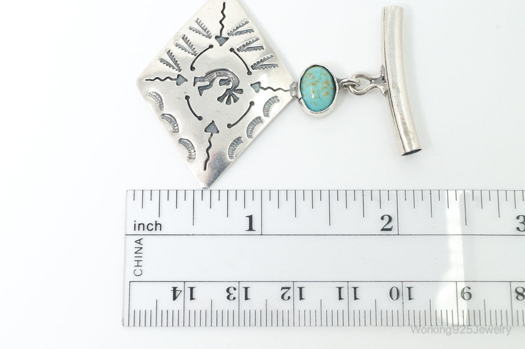 Vintage Mexico Designer Turquoise Southwestern Sterling Silver Pendant - Che Cose Belle
