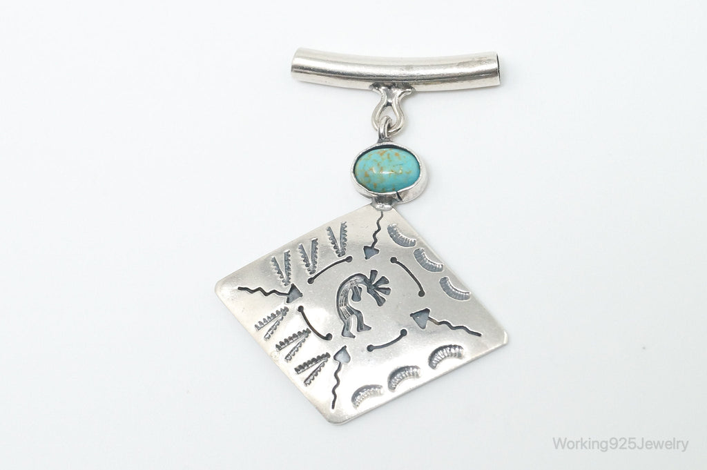 Vintage Mexico Designer Turquoise Southwestern Sterling Silver Pendant - Che Cose Belle