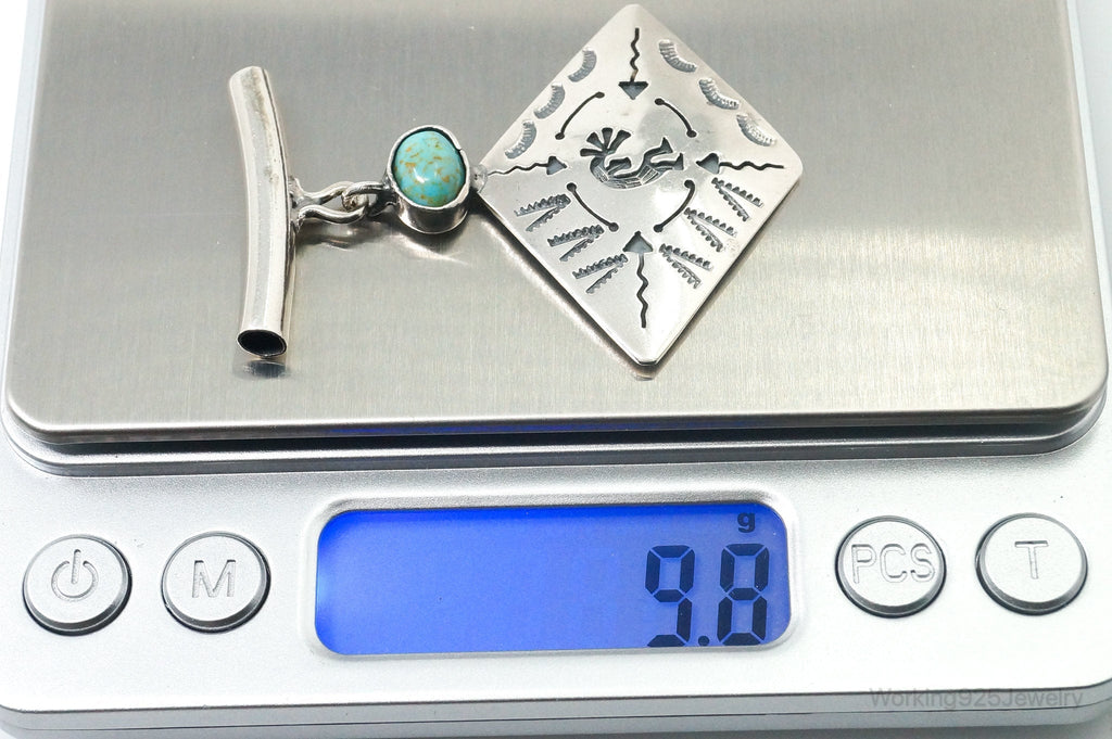 Vintage Mexico Designer Turquoise Southwestern Sterling Silver Pendant - Che Cose Belle