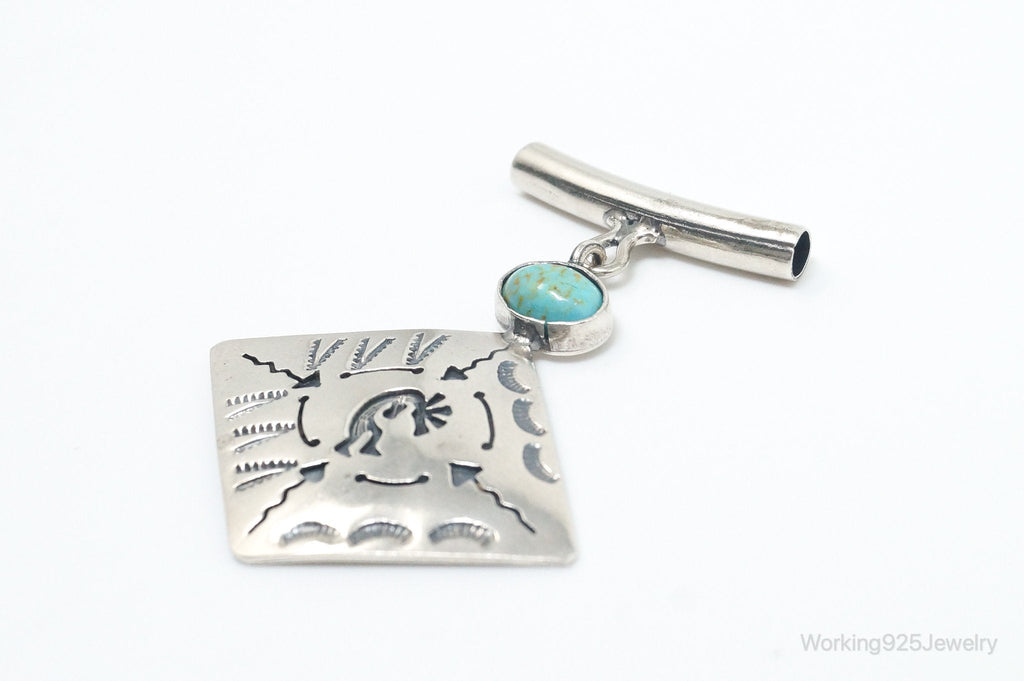 Vintage Mexico Designer Turquoise Southwestern Sterling Silver Pendant - Che Cose Belle