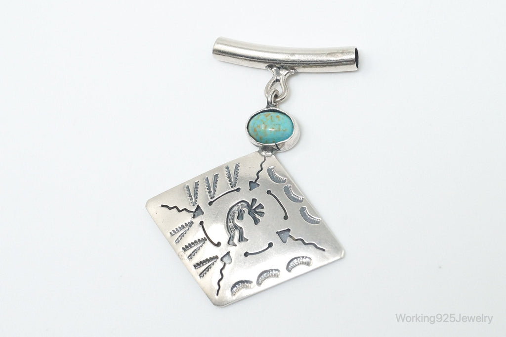 Vintage Mexico Designer Turquoise Southwestern Sterling Silver Pendant - Che Cose Belle
