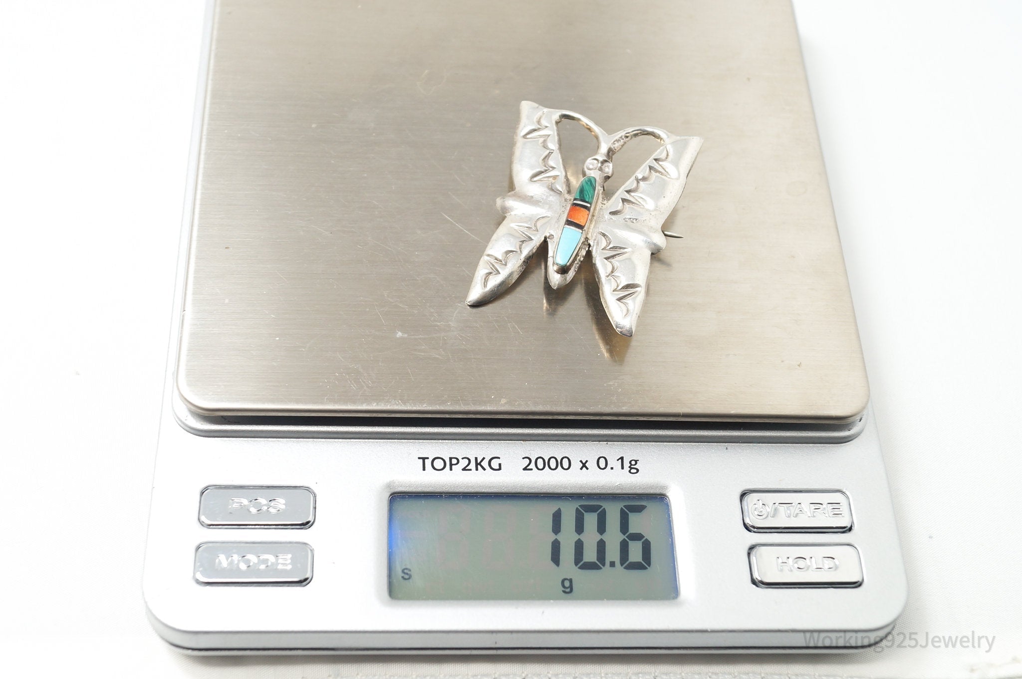 Vintage Native American Wilbur Musket Jr Navajo Sterling Silver Brooch Pendant - Che Cose Belle