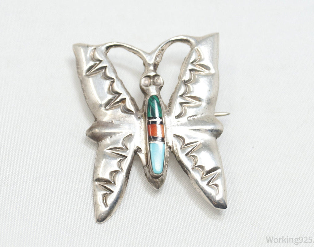 Vintage Native American Wilbur Musket Jr Navajo Sterling Silver Brooch Pendant - Che Cose Belle