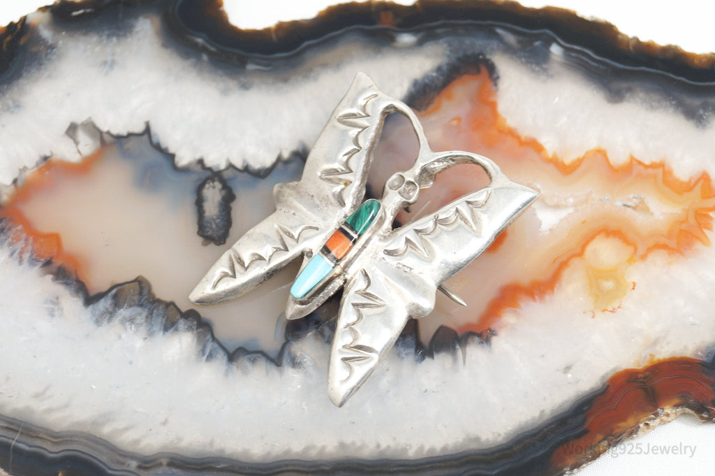 Vintage Native American Wilbur Musket Jr Navajo Sterling Silver Brooch Pendant - Che Cose Belle