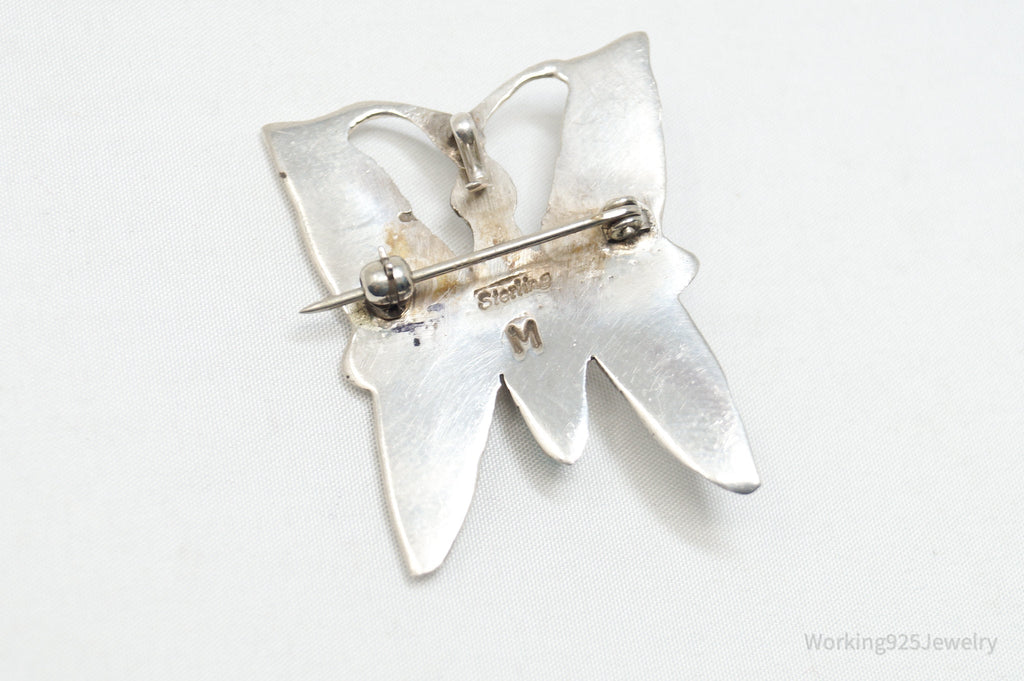 Vintage Native American Wilbur Musket Jr Navajo Sterling Silver Brooch Pendant - Che Cose Belle
