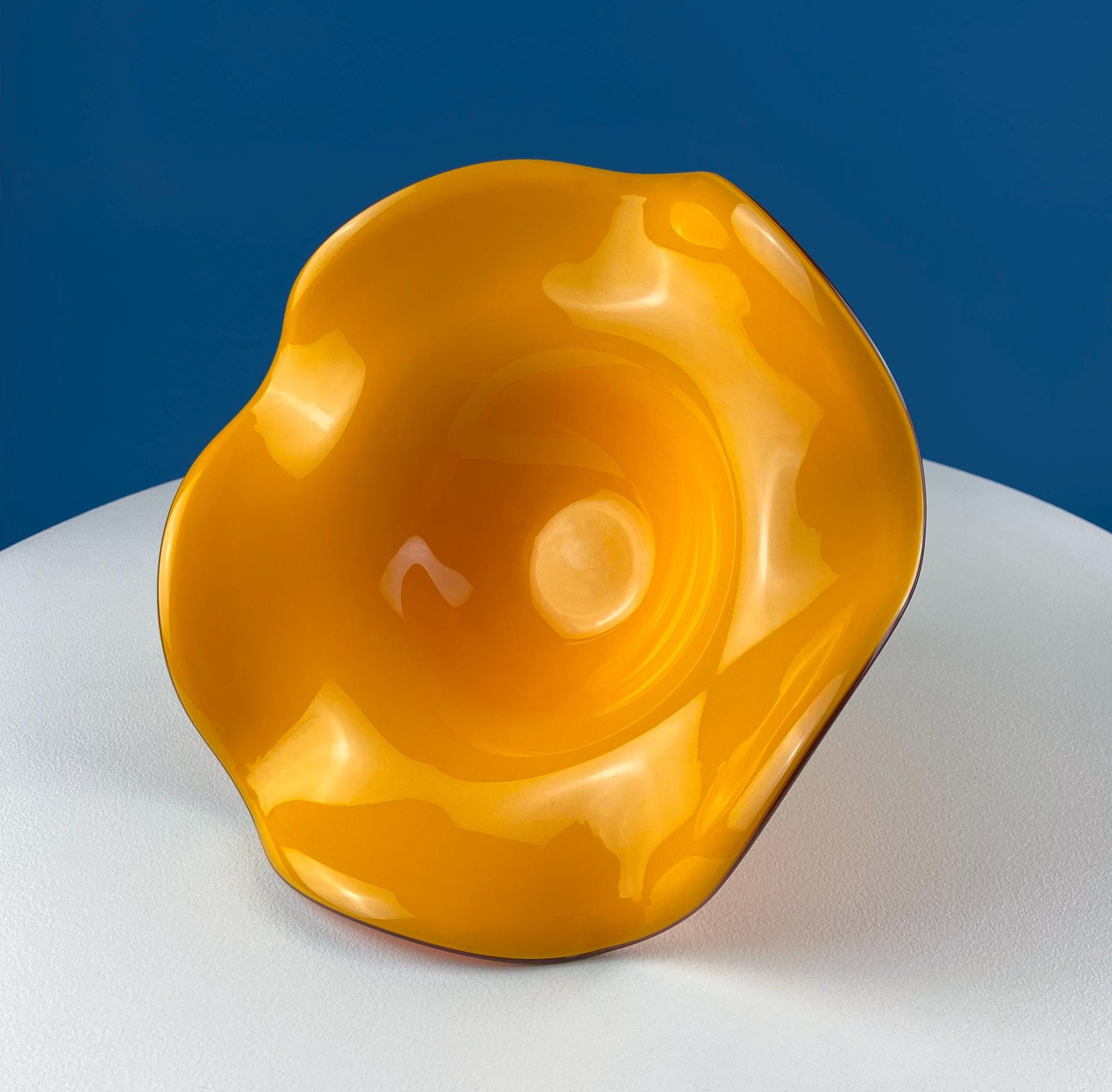 Vintage Orange Glass Footed Fruit Bowl. Unique Mid Century Modern Hand Blown Serving, Candy Dish. Modern Home Decor. Gift for Him Her. - Che Cose Belle