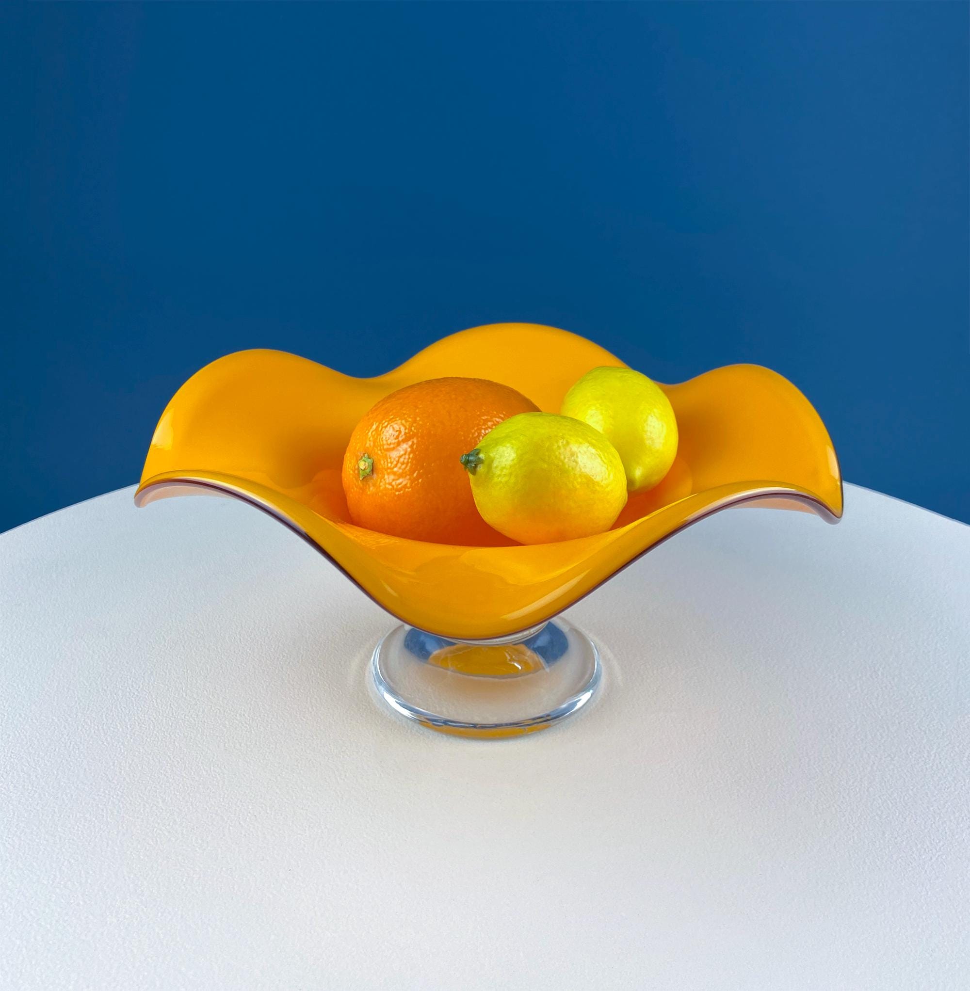 Vintage Orange Glass Footed Fruit Bowl. Unique Mid Century Modern Hand Blown Serving, Candy Dish. Modern Home Decor. Gift for Him Her. - Che Cose Belle