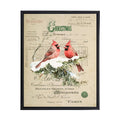 Vintage Painting of Cardinals on a distressed bookplate background - Che Cose Belle