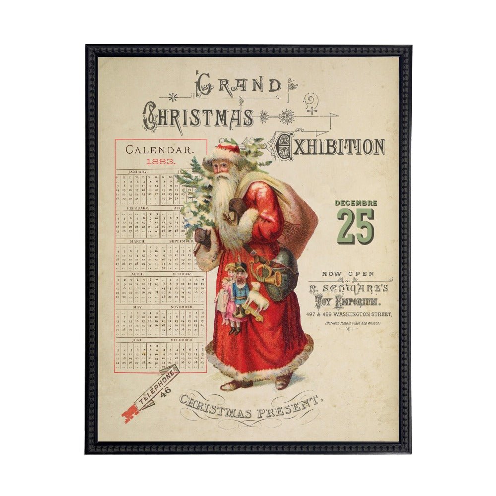 Vintage Painting of Santa on a distressed bookplate background - Che Cose Belle