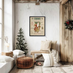 Vintage Painting of Santa on a distressed bookplate background - Che Cose Belle