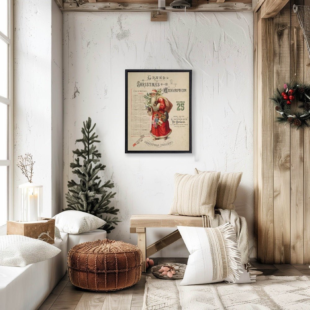 Vintage Painting of Santa on a distressed bookplate background - Che Cose Belle