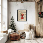 Vintage Painting of Santa on a distressed bookplate background - Che Cose Belle