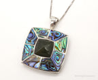 Vintage Paua Abalone Shell Green Stone Sterling Silver Necklace - Che Cose Belle