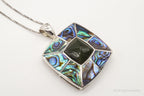 Vintage Paua Abalone Shell Green Stone Sterling Silver Necklace - Che Cose Belle