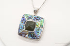Vintage Paua Abalone Shell Green Stone Sterling Silver Necklace - Che Cose Belle