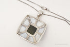 Vintage Paua Abalone Shell Green Stone Sterling Silver Necklace - Che Cose Belle