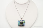 Vintage Paua Abalone Shell Green Stone Sterling Silver Necklace - Che Cose Belle