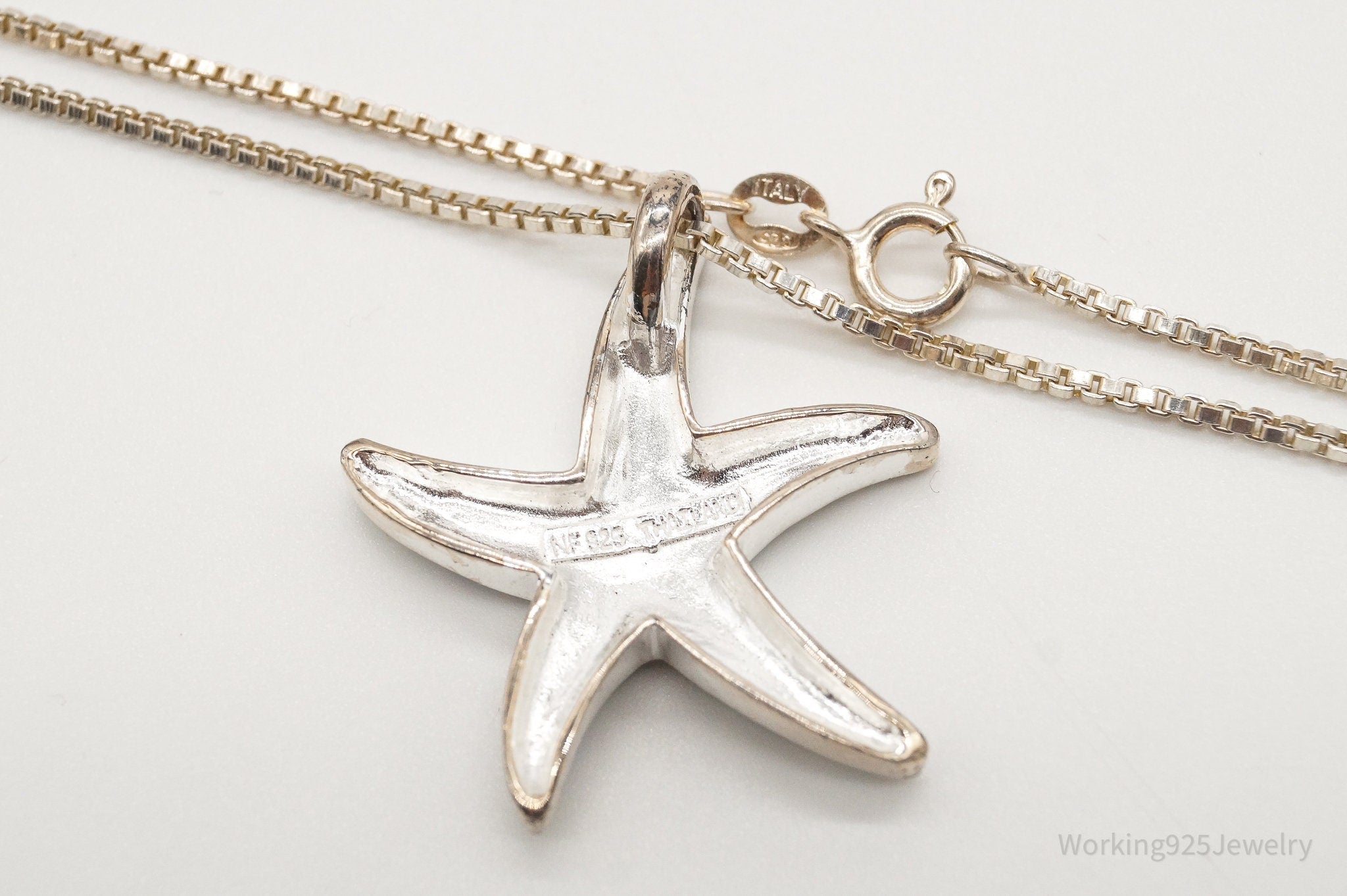 Vintage Paua Abalone Shell Starfish Sea Life Sterling Silver Necklace - Che Cose Belle
