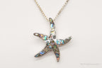 Vintage Paua Abalone Shell Starfish Sea Life Sterling Silver Necklace - Che Cose Belle
