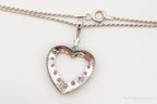 Vintage Pink & White Cubic Zirconia Heart Sterling Silver Necklace - Che Cose Belle